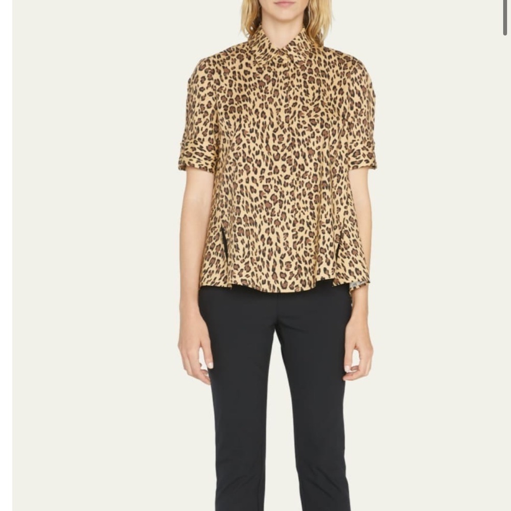 Adam Lippes Leopard Print Poplin Trapeze Top